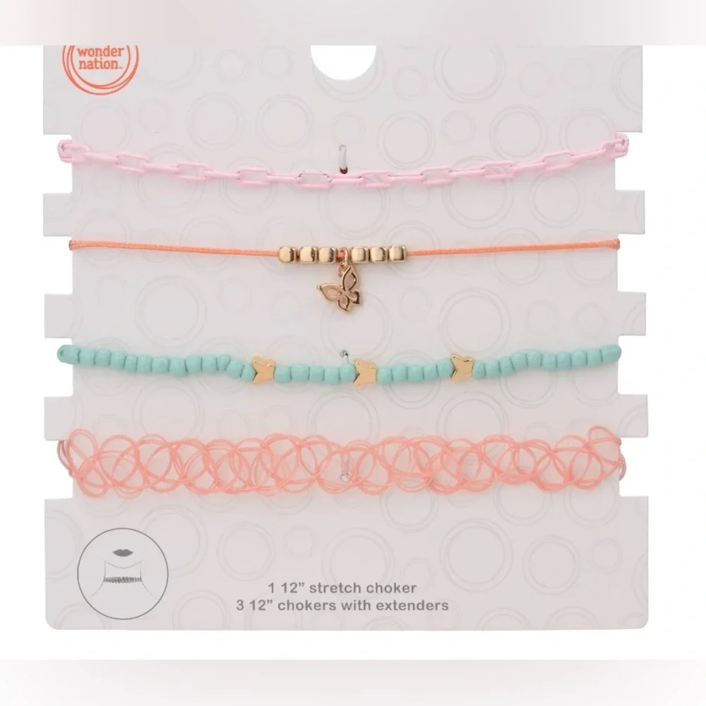 🔴 3/$12 Wonder Nation Girl’s‎ 4-Piece Colorful Necklace/Choker Set! NEW!